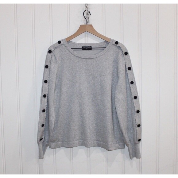 Karl Lagerfeld Sweaters - Karl Lagerfeld Paris Metallic Shimmer Button Sleeve Sweater Womens Size Large